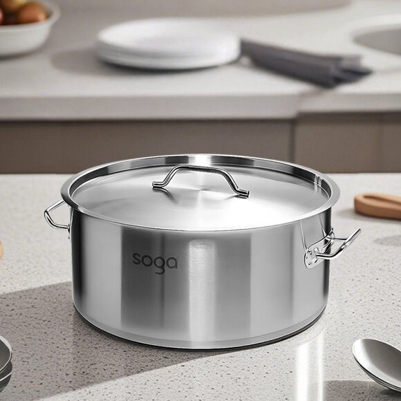 SOGA 23L Stainless Steel Stockpot Compact Heavy-Duty Cooking Pot for Soup & Stew - Picture 2 of 13